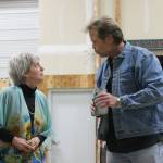 Staff photo/ Heather Spaulding. Brad Fincher and Deb Langhans rehearse as Chris and Alexandra in &ldquo;Velocity of Autumn.&rdquo;