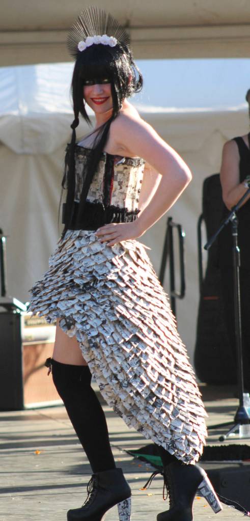 Staff photo/Heather Spaulding                                A participant from the 2016 Trashion Fashion show displays her costumes.