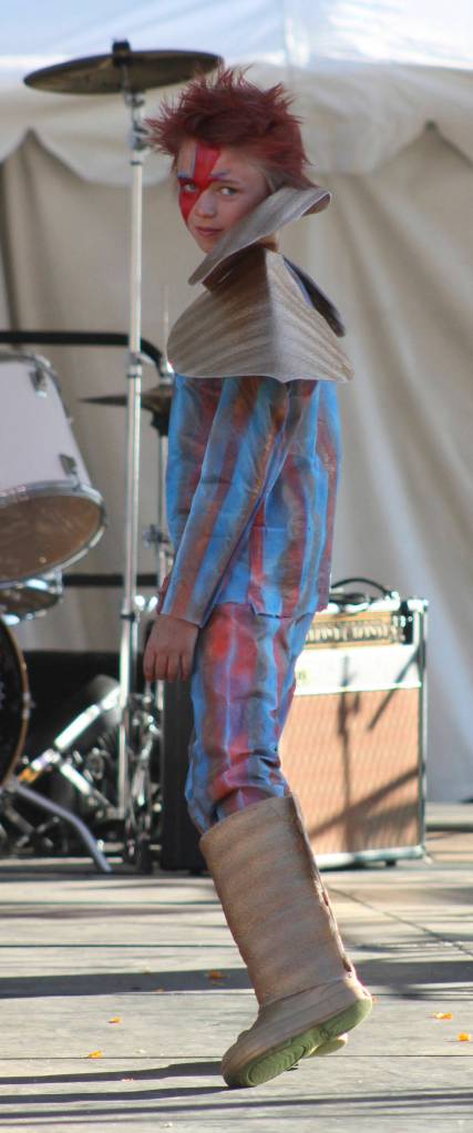 Staff photo/Heather Spaulding                                A participant from the 2016 Trashion Fashion show displays his costumes.