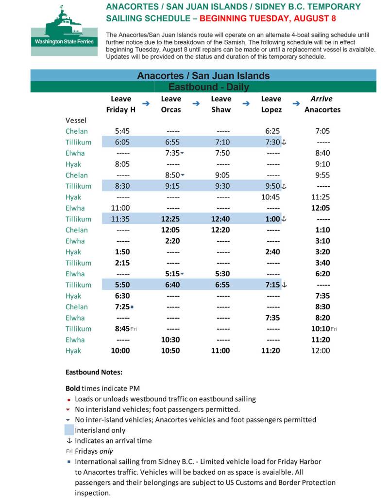 WSF returns to four-boat schedule due to Samish engine failure
