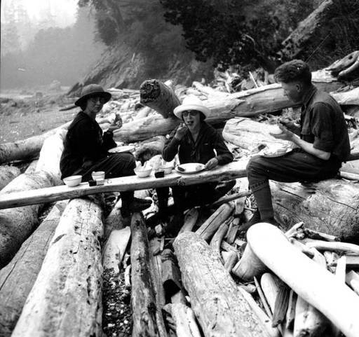 Contributed photo                                Early students taking a break on the beach near the labs.