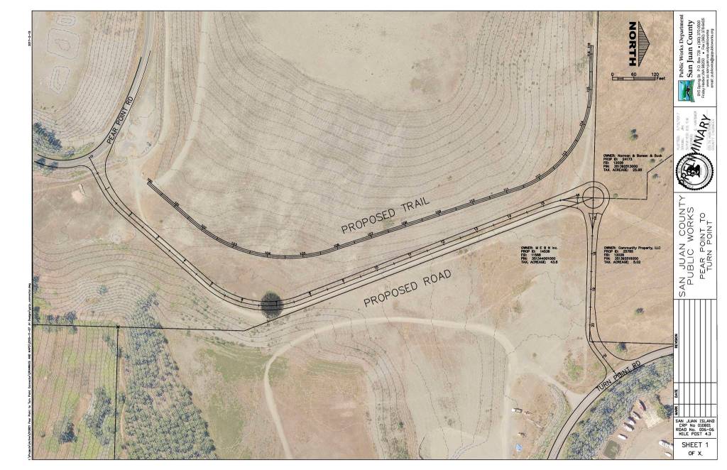 Contributed image/San Juan County                                This image shows where the proposed connector road will link Turn Point Road to Pear Point Road.