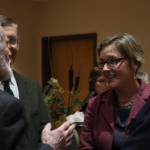 Staff photo/Hayley Day                                Katie Loring, who will replace Donald Eaton as San Juan County Superior Court Judge, talks with the retiree.