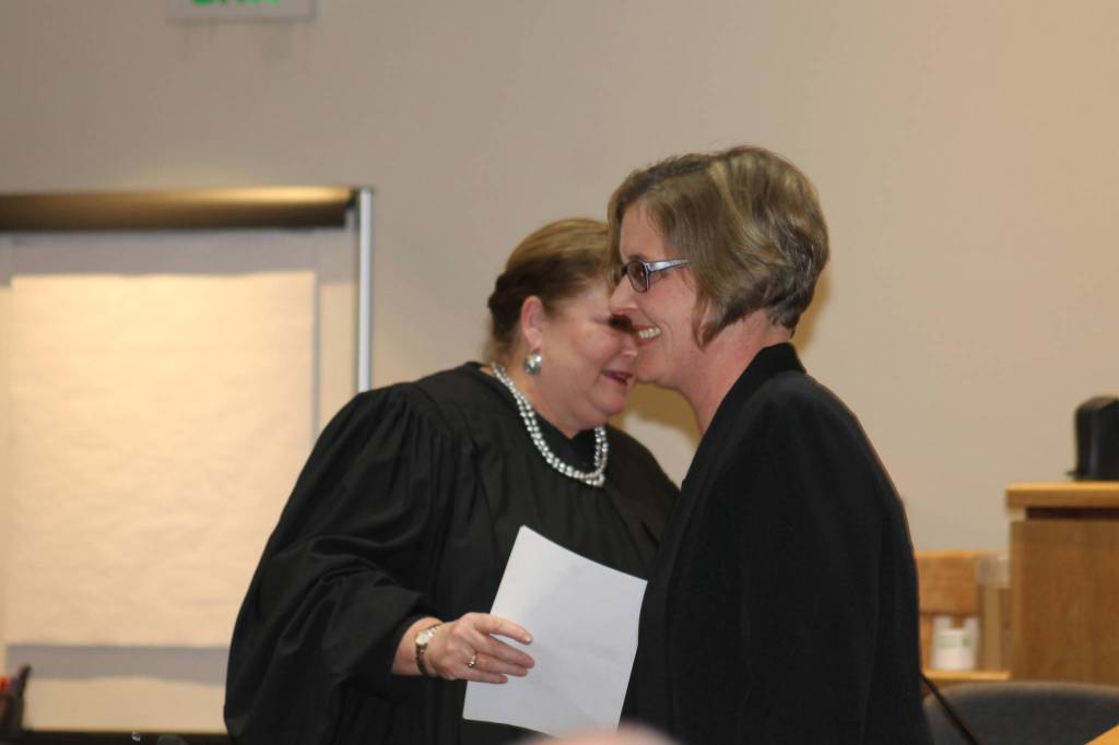 Staff photo/Heather Spaulding San Juan Superior Court Judge Katie Loring gets ready to take the bench.