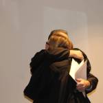 Staff photo/Heather Spaulding                                 San Juan Superior Court Judge Katie Loring is congratulated by retiring Judge Donald Eaton.