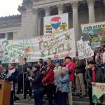 Salish Sea activists occupy the front steps of the state capitol