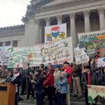 Salish Sea activists occupy the front steps of the state capitol