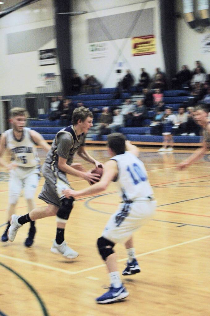 Contributed photo/John Stimpson                                Isaac Mayer cuts through the Hurricane defense to the basket.