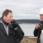 Staff photo/Hayley Day                                County Councilman Jamie Stephens (left) enjoys sake at the event.