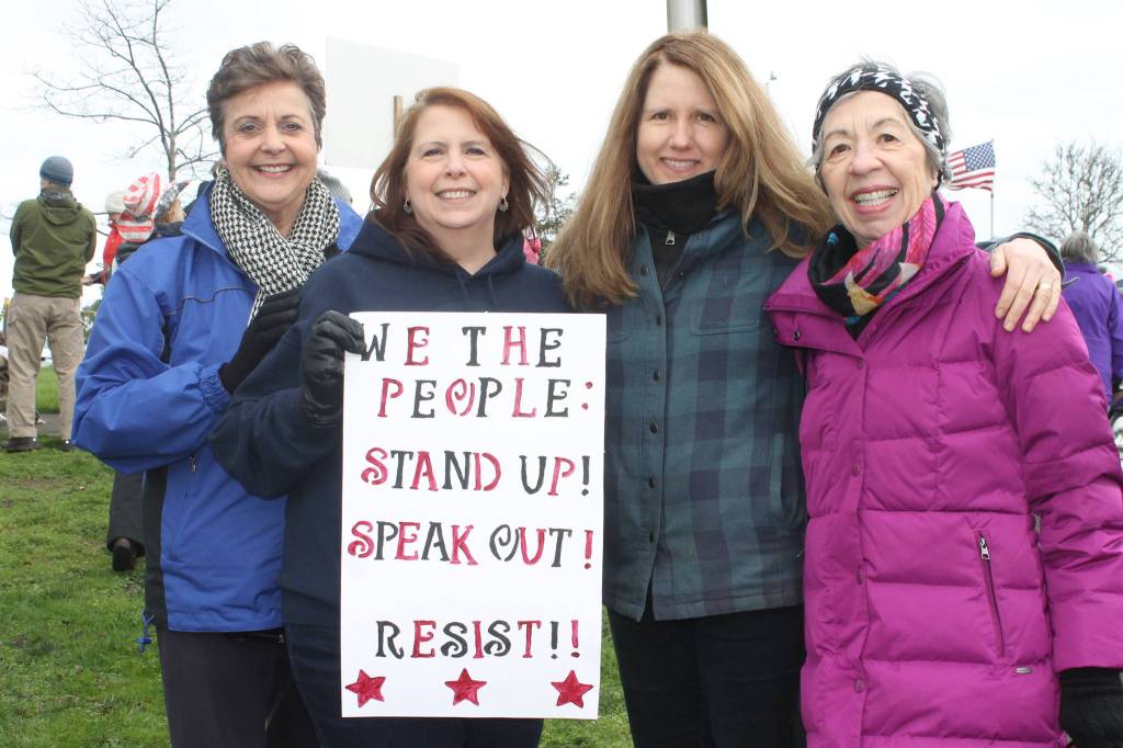 Staff photo/Heather Spaulding                                From left to right, Soroptimist International of Friday Harbor President-Elect Marcy Hahn, member Sharon Pigman, and Diana Sibert, and President Mary Campanella.