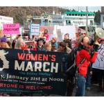 Top stories include articles on a pig who jumped off the ferry (staff photo), the Womens March (staff photo) and a black bear on Orcas Island.