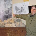 Staff photo/Hayley Day                                Kevin Loftus, executive director of the San Juan Historical Museum, shows off part of the limestone exhibit at the San Juan Historical Museum of History and Industry facility.