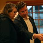 Staff photo/Hayley Day                                Washington State Transportation Department staff explains to the project.