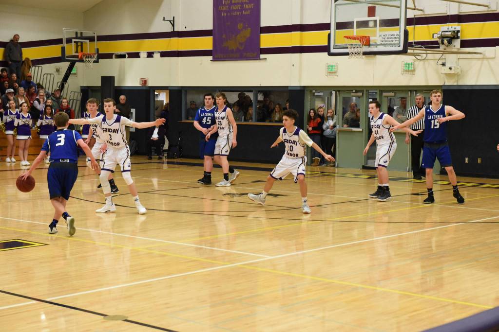 Contributed photo/John Stimpson                                Wolverines tough defense shut down the LaConner Braves.