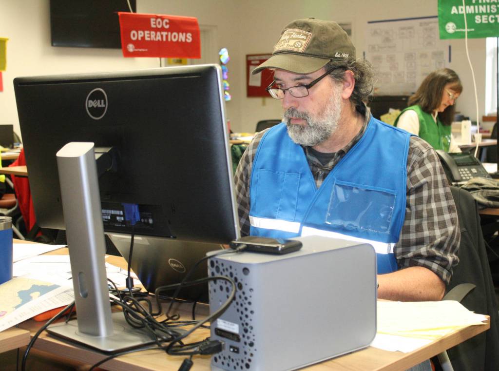Staff photo/Hayley Day                                The planning division of the training worked on creating maps and updating an action plan for responders.
