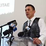 Lummi Nation Chairman Jay Julius speaks at a Miami press conference.