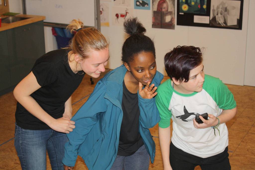 Staff photo/Hayley Day                                Student actors rehearse a scene in Good Kids.