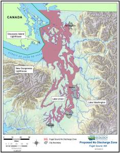 Contributed image/ecology.wa.gov                                According to the Washington State Department of Ecology, the No Discharge Zone includes all Washington marine waters east of New Dungeness Light, at the east end of the Strait of Juan de Fuca, plus Lake Washington, Lake Union, and the waters that connect them to Puget Sound.