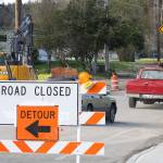 Staff photo/Hayley Day                                Two drivers bypass the detour signs on Tucker Avenue on April 10.