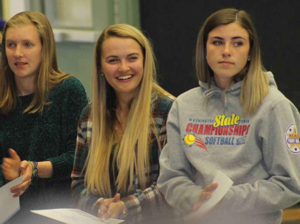 Staff photo/Hayley Day                                Friday Harbor High School athletes recognized at the June 5 spring sports awards.