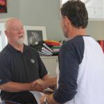 Staff photo/Hayley Day                                San Juan Island School District board member TJ Heller is sworn in on June 13.