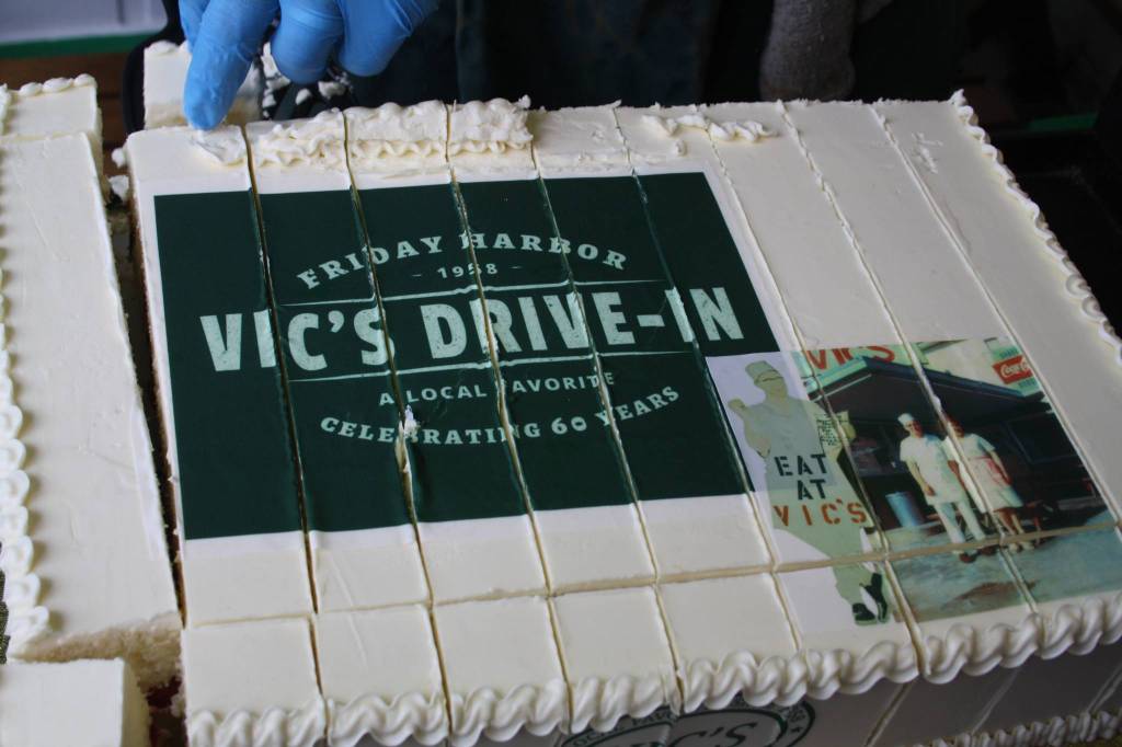 Staff photo/Hayley Day                                The cake for the 60th-anniversary celebration.