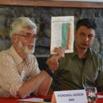 Staff photo/Tate Thomson                                Candidates for U.S. Congress Stonewall Jackson Bird, a Green Party member from Bellingham, and Collin Richard Carlson, a Democrat from Marysville, discuss topics at the July 12 forum.