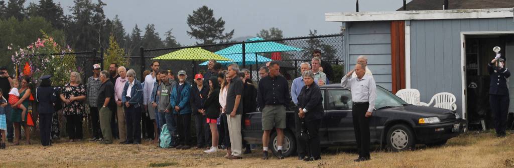 Staff photo/Hayley Day                                An honor guard ceremony is performed for <a href="https://www.sanjuanjournal.com/obituaries/lee-allen-brewer-2018/" target="_blank">Lee Allen Brewer</a> at his memorial on Aug. 11.