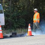 Staff photo/Hayley Day                                A town worker tests the sewer lines on Park Street in Friday Harbor.