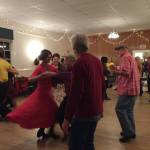 Contributed photo/San Juan Island Contra Dance Dancers letting loose at the grange.