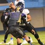 Contributed photo/John Stimpson                                No. 55, Austin Wynne, in hot pursuit of the Viking quarterback.