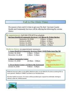 Flu shot clinics on San Juan, Orcas, Lopez and Shaw