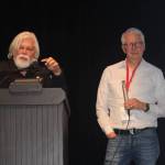 Staff photo/Heather Spaulding. Paul Watson and Rocky Collins on stage.