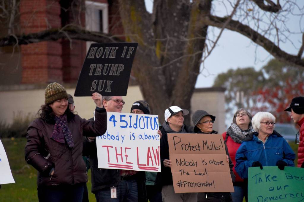 Staff photo/Tate Thomson                                Citizens gather at the San Juan County Courthouse for a protest on Thursday, Nov. 8.