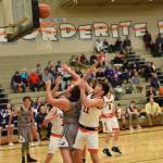 Contributed photo/John Stimpson                                Gavin Mason goes up for the shot amidst many defenders.