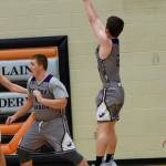 Contributed photo/John Stimpson                                With Teagan August providing a screen, Ethan Germain takes a shot from side court.