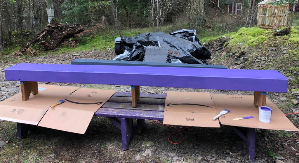 Contributed photo                                Charlie and Gavin repainted the elementary schools playground and crosswalk.