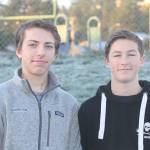 Staff photo/Hayley Day                                Emmett Carrier and Evan Foley take a break from their community service class at the high school.