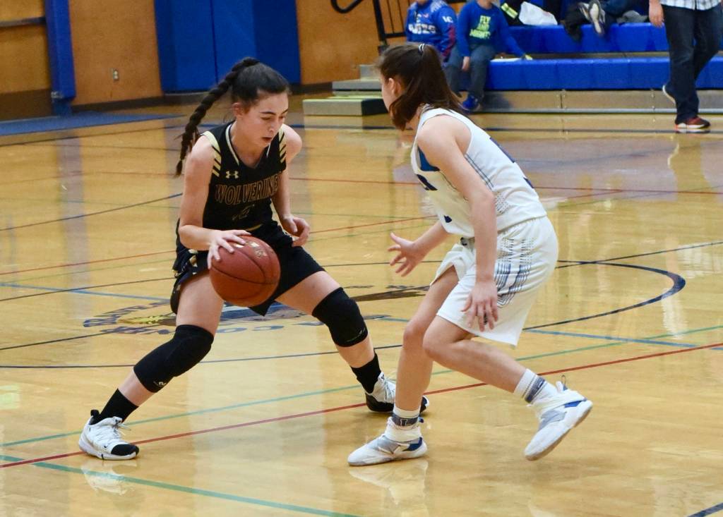 Contributed photo/John Stimpson                                Ava Hoffman brings the ball down court.