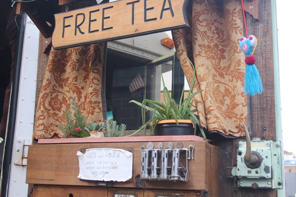 Staff photo/Heather Spaulding                                The bus door, installed with a coin sorter.