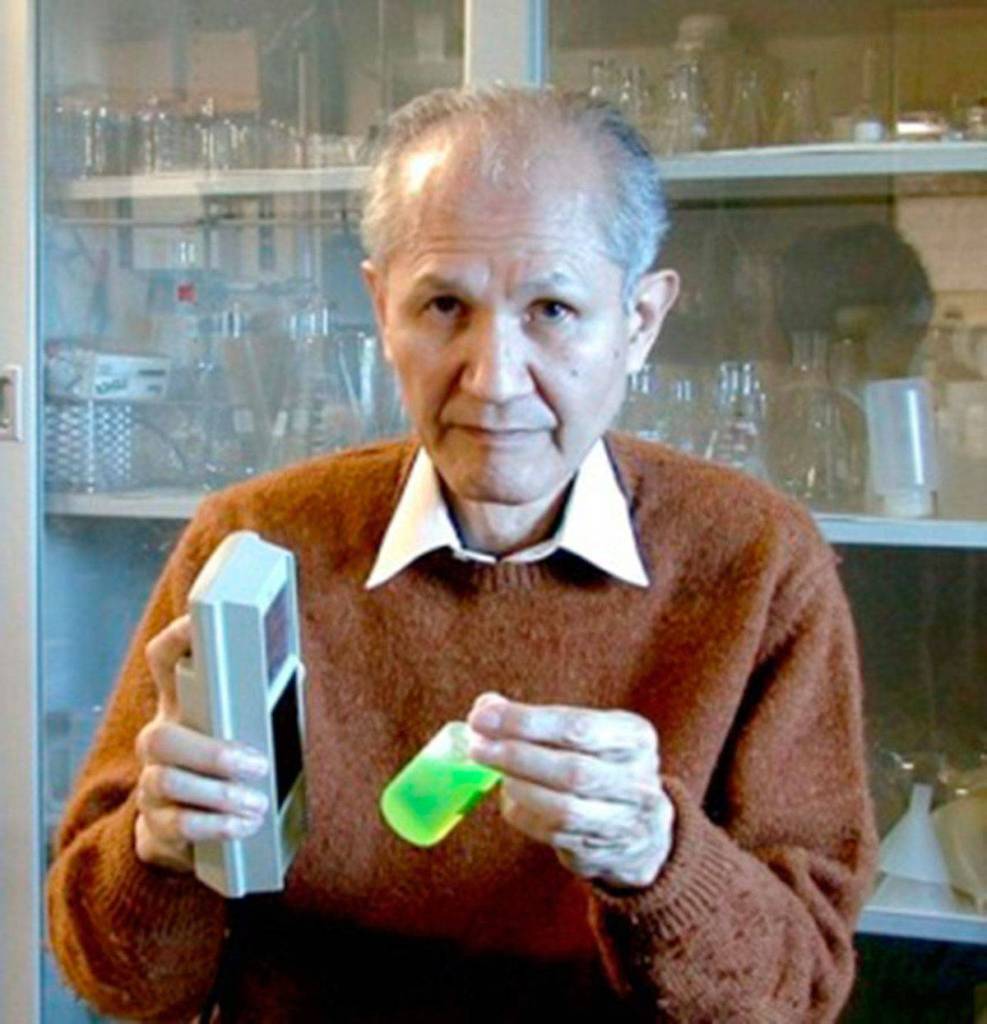 Journal file photo                                Osamu Shimomura, former post-doctoral scientist at the UW Friday Harbor Marine Labs, won the Nobel Prize for the discovery of a luminous green substance in jellyfish that redefined the way researchers uncover biological processes