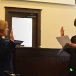 Staff photo/Tate Thomson                                Carolyn Jewett (left) being sworn-in by the Honorable Judge Kathryn C. Loring (right) on Jan. 11.