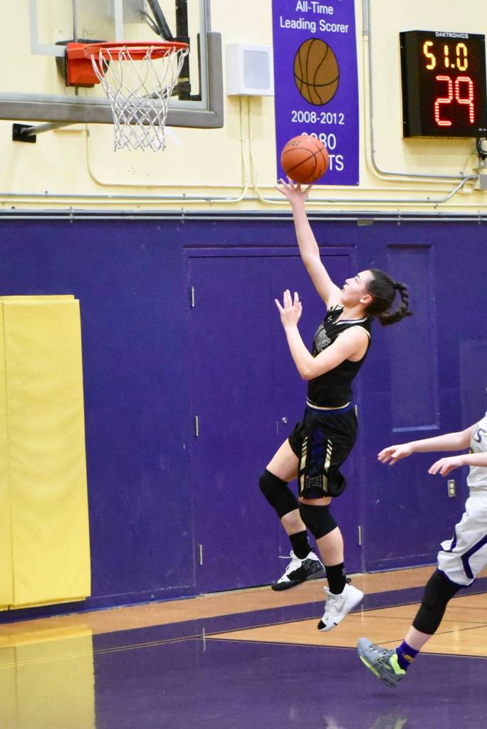 Contributed photo/John Stimpson                                Ava Hoffman glides in for 2 points.