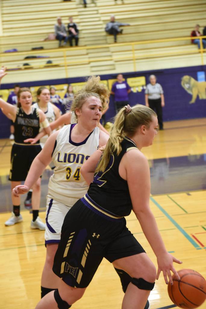 Contributed photo/John Stimpson                                Stella Parsons drives toward the basket.