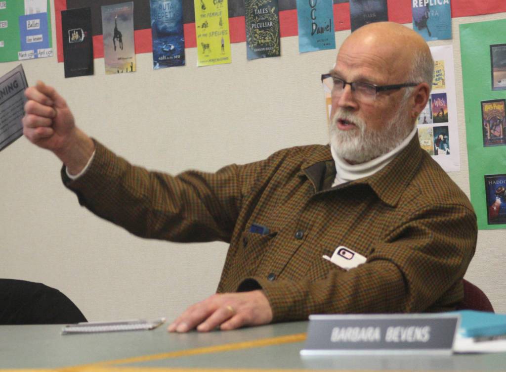 Staff photo/Hayley Day                                Board member Jack McKenna talks at the meeting.