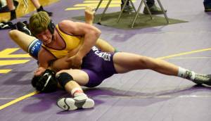 Jordan Lawson is really close to a pin of his opponent. / John Stimpson photo