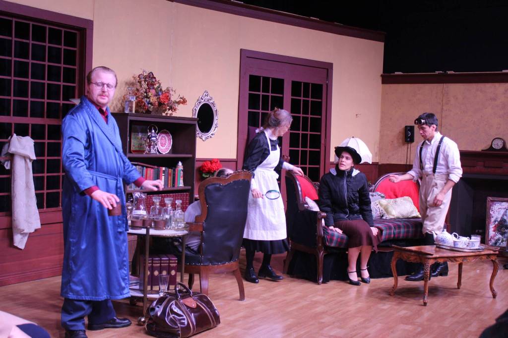 Staff photoS/Heather Spaulding                                 Top: Shannon Kelley and Mason Turnage. Middle right: Shannon Kelley as Bridget. Middle left: Heather Mueller and Johnny Berk. Bottom: Sean McLaughlin, Shannon Kelley, Johnny Berk, and Naomi Boydston.