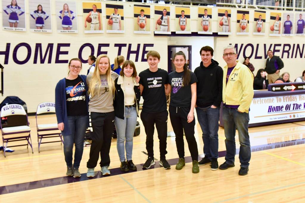 John Stimpson photo Senior Band members left to right: Lucy Urbach, Tori Polda, Joely Loucks, Joseph Kaden, Ava Hoffman Julian Brown, Band Director Cart Nelson