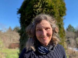 Staff photo/Heather Spaulding                                 San Juan Island artist Nancy Spaulding, pictured above, won a community design contest for the proposed special license plate.