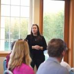 Staff photo/Tate Thomson                                Linnea Anderson answers questions.